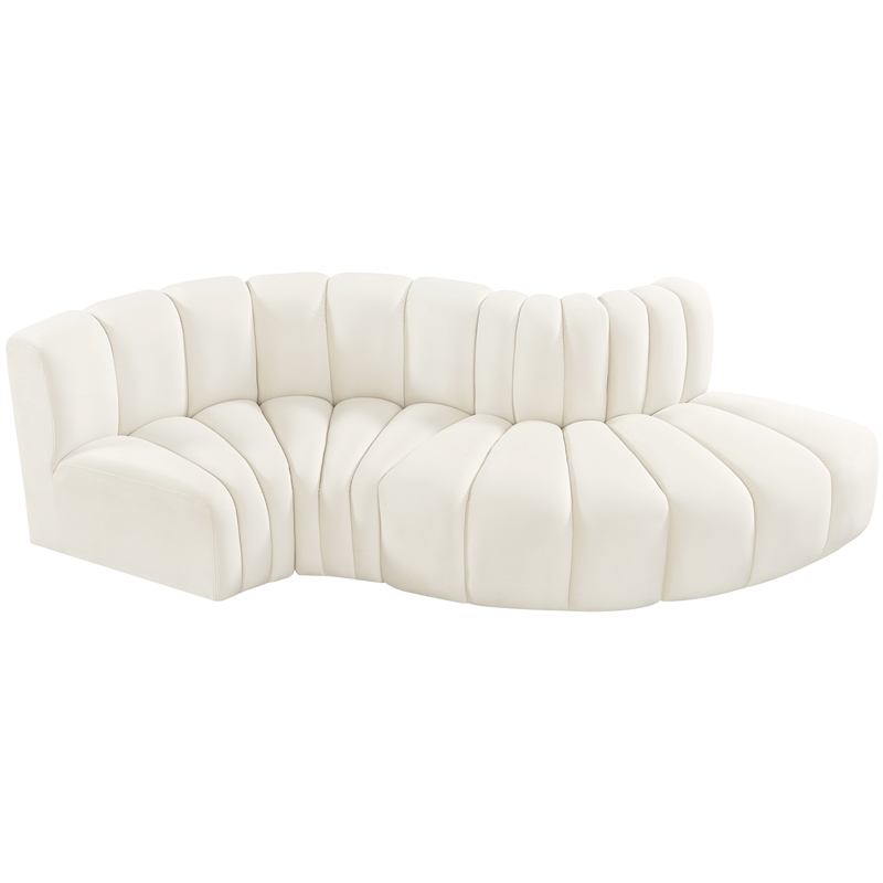 Meridian Furniture Arc Cream Velvet Modular Sectional