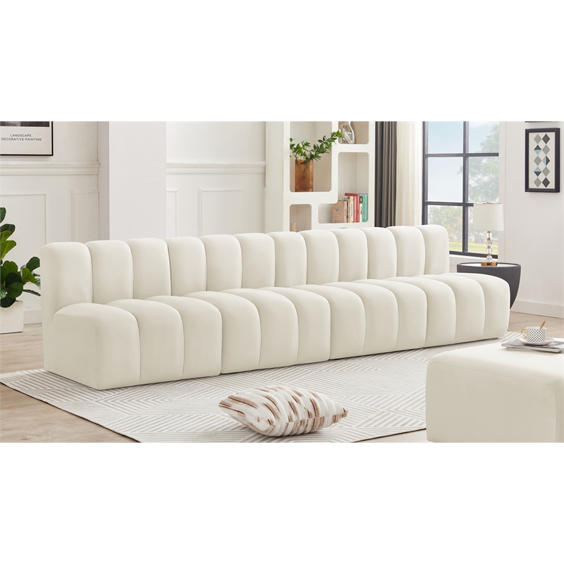 Meridian Furniture Arc Cream Velvet Modular Sectional