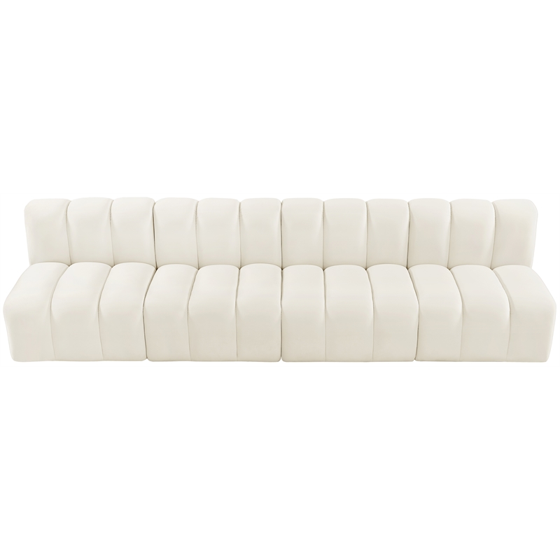 Meridian Furniture Arc Cream Velvet Modular Sectional