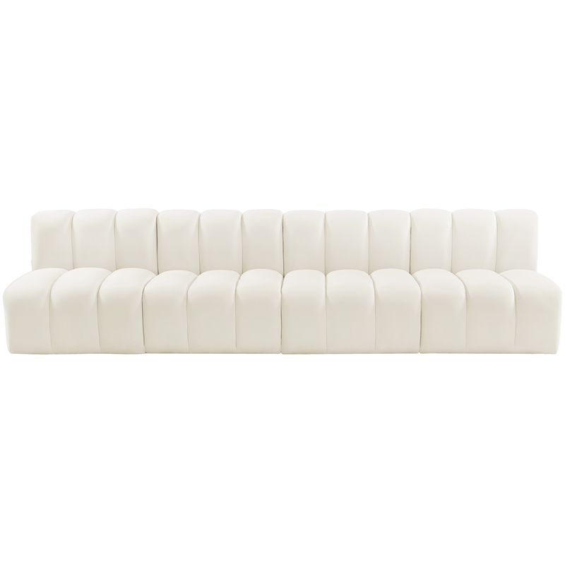 Meridian Furniture Arc Cream Velvet Modular Sectional