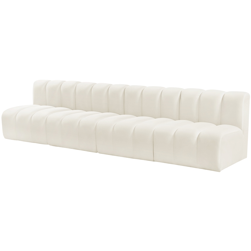 Meridian Furniture Arc Cream Velvet Modular Sectional