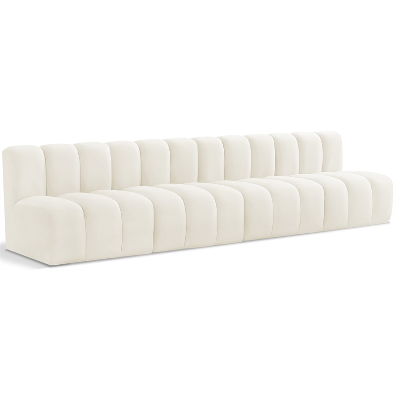Meridian Furniture Arc Cream Velvet Modular Sectional
