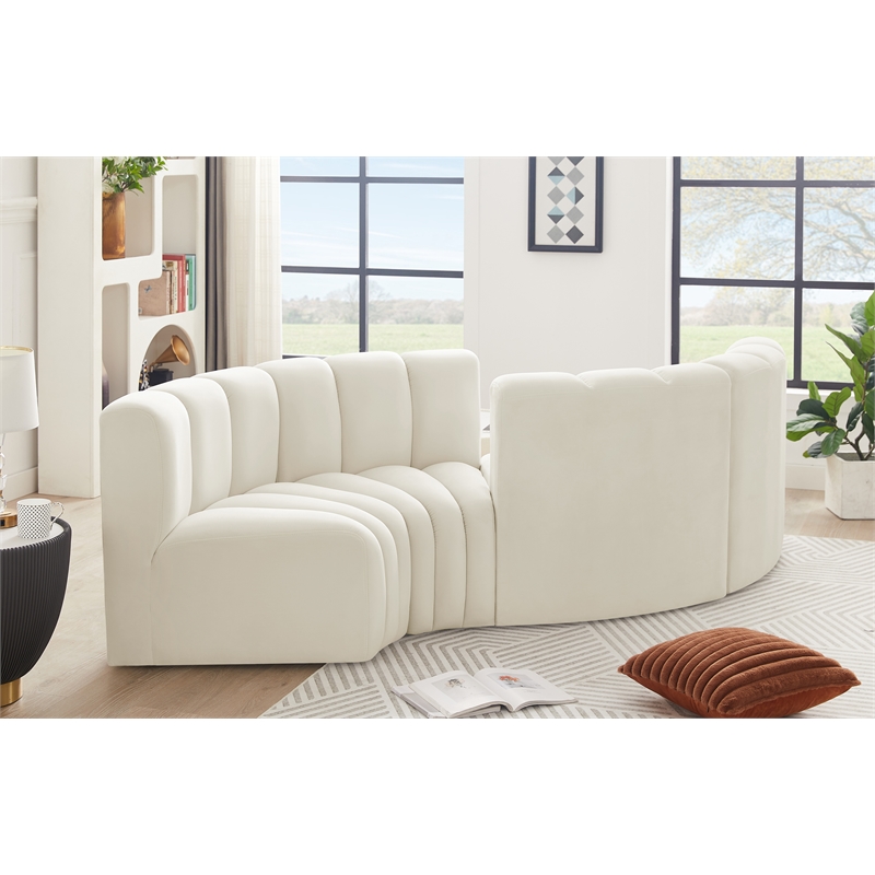 Meridian Furniture Arc Cream Velvet Modular Sectional