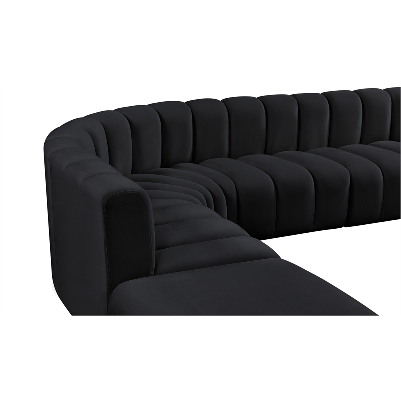Meridian Furniture Arc Black Velvet Modular Sectional