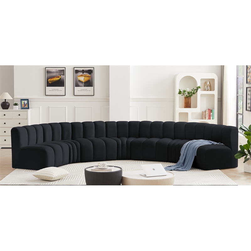 Meridian Furniture Arc Black Velvet Modular Sectional