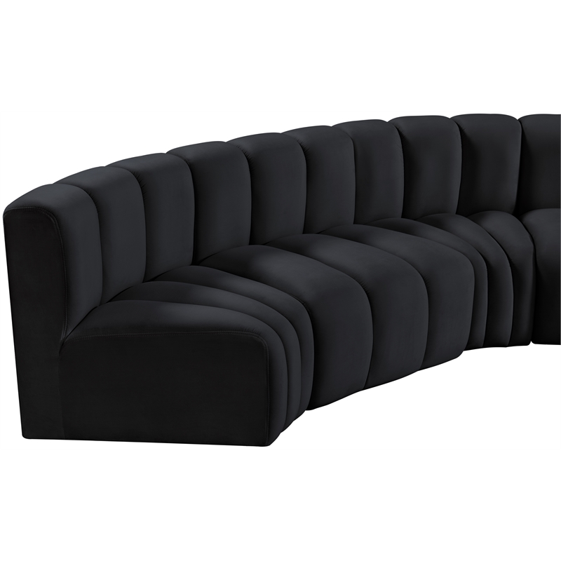 Meridian Furniture Arc Black Velvet Modular Sectional