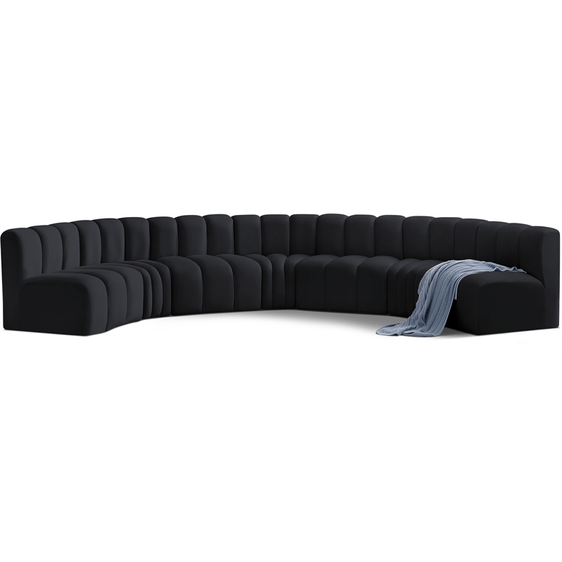 Meridian Furniture Arc Black Velvet Modular Sectional