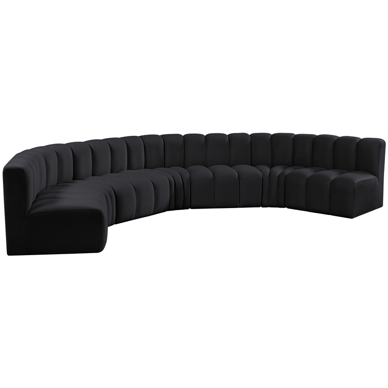 Meridian Furniture Arc Black Velvet Modular Sectional