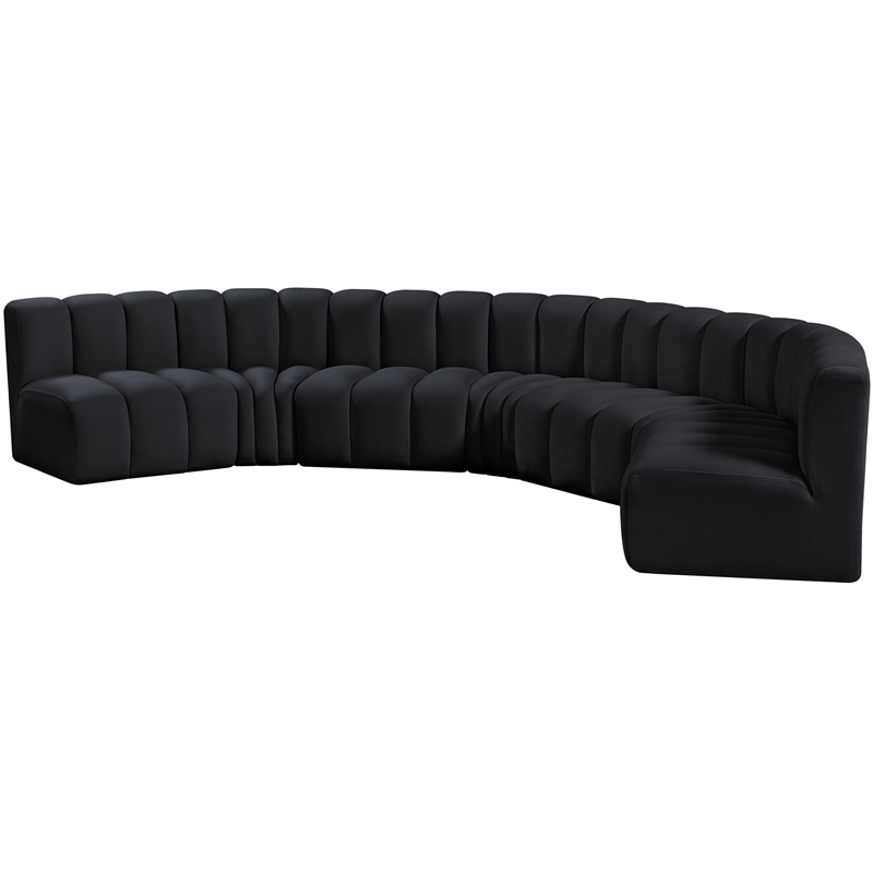 Meridian Furniture Arc Black Velvet Modular Sectional