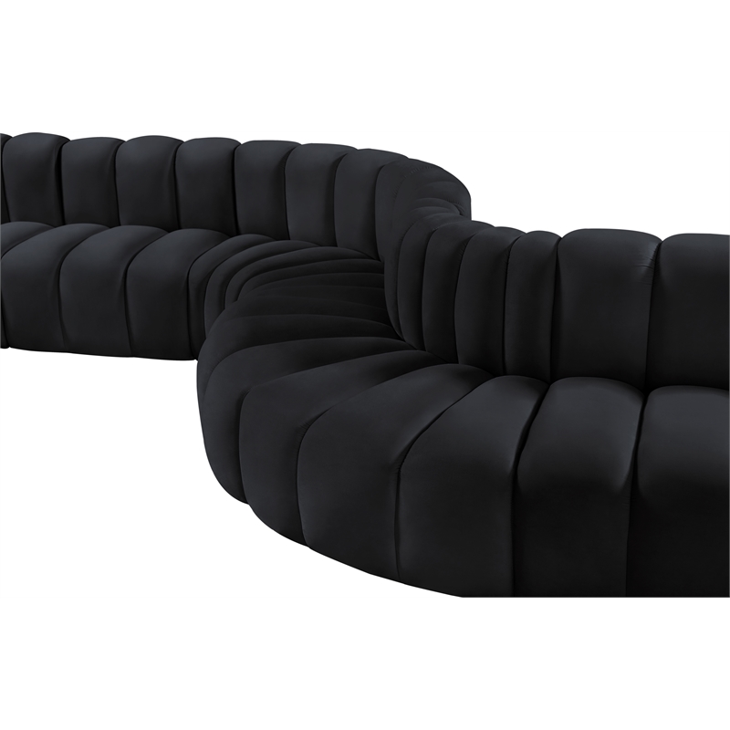 Meridian Furniture Arc Black Velvet Modular Sectional