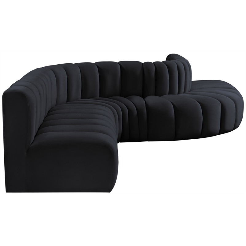 Meridian Furniture Arc Black Velvet Modular Sectional