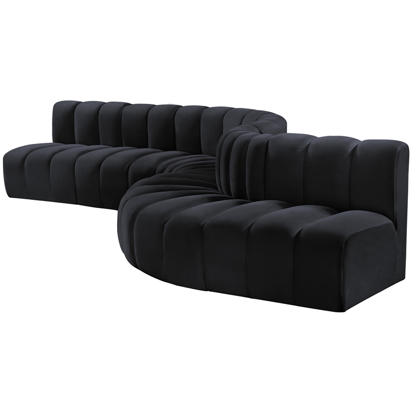 Meridian Furniture Arc Black Velvet Modular Sectional