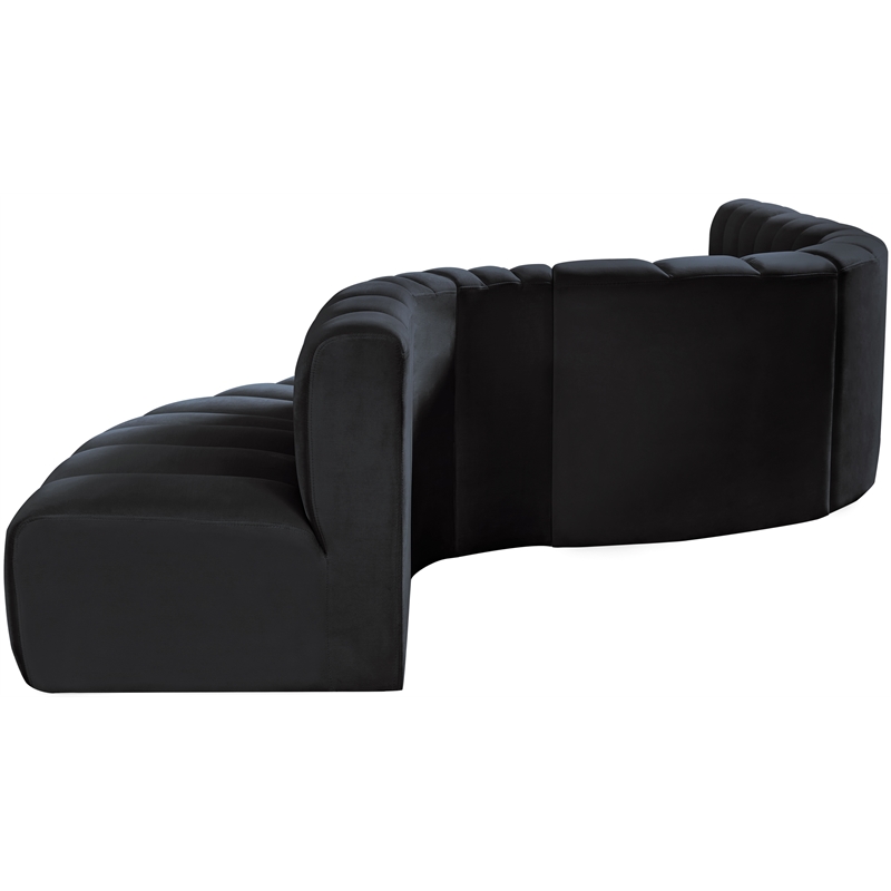 Meridian Furniture Arc Black Velvet Modular Sectional