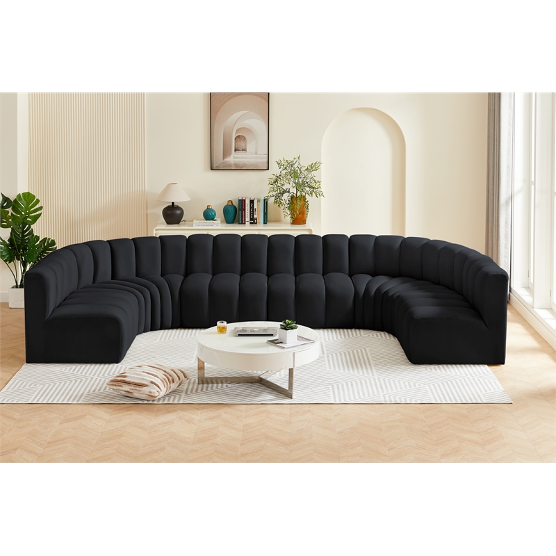 Meridian Furniture Arc Black Velvet Modular Sectional