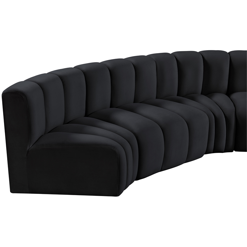 Meridian Furniture Arc Black Velvet Modular Sectional