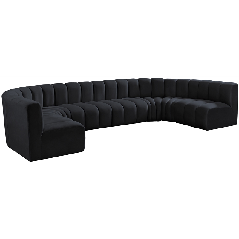 Meridian Furniture Arc Black Velvet Modular Sectional