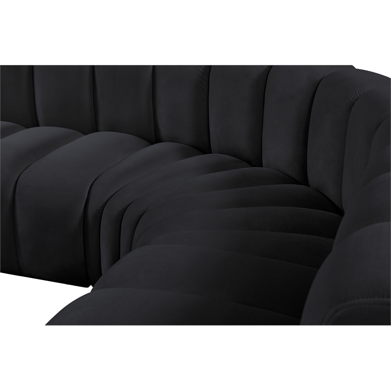 Meridian Furniture Arc Black Velvet Modular Sectional