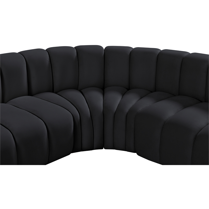 Meridian Furniture Arc Black Velvet Modular Sectional