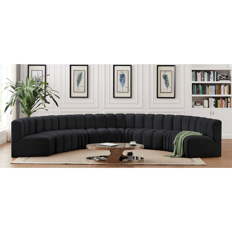 Meridian Furniture Arc Black Velvet Modular Sectional