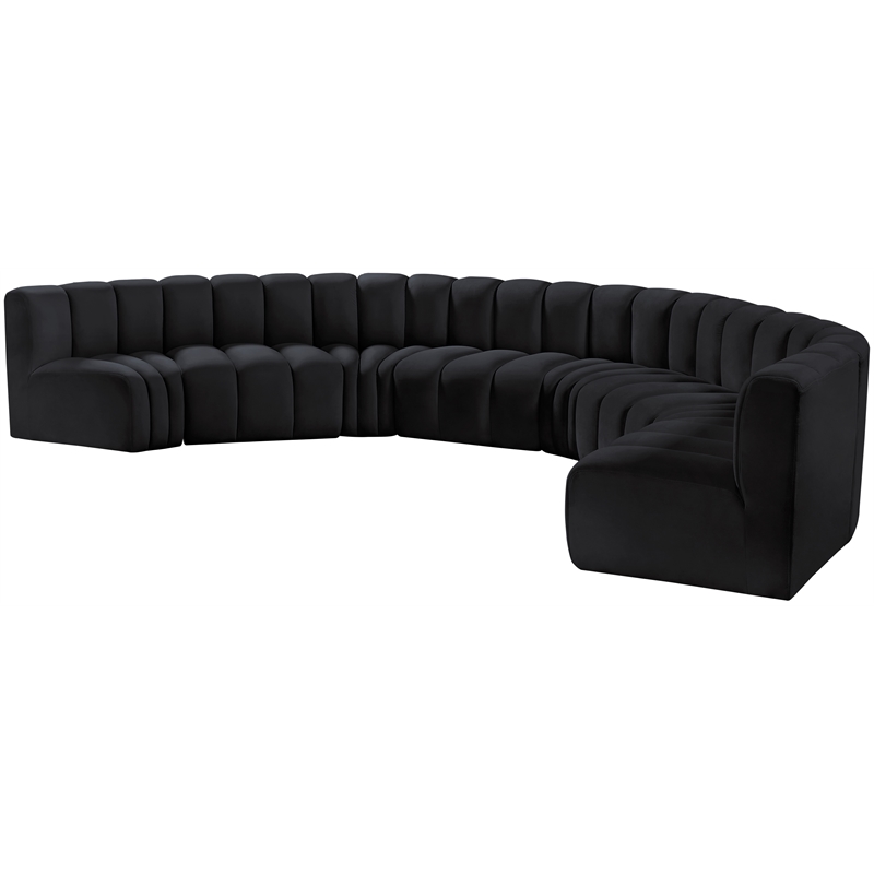 Meridian Furniture Arc Black Velvet Modular Sectional