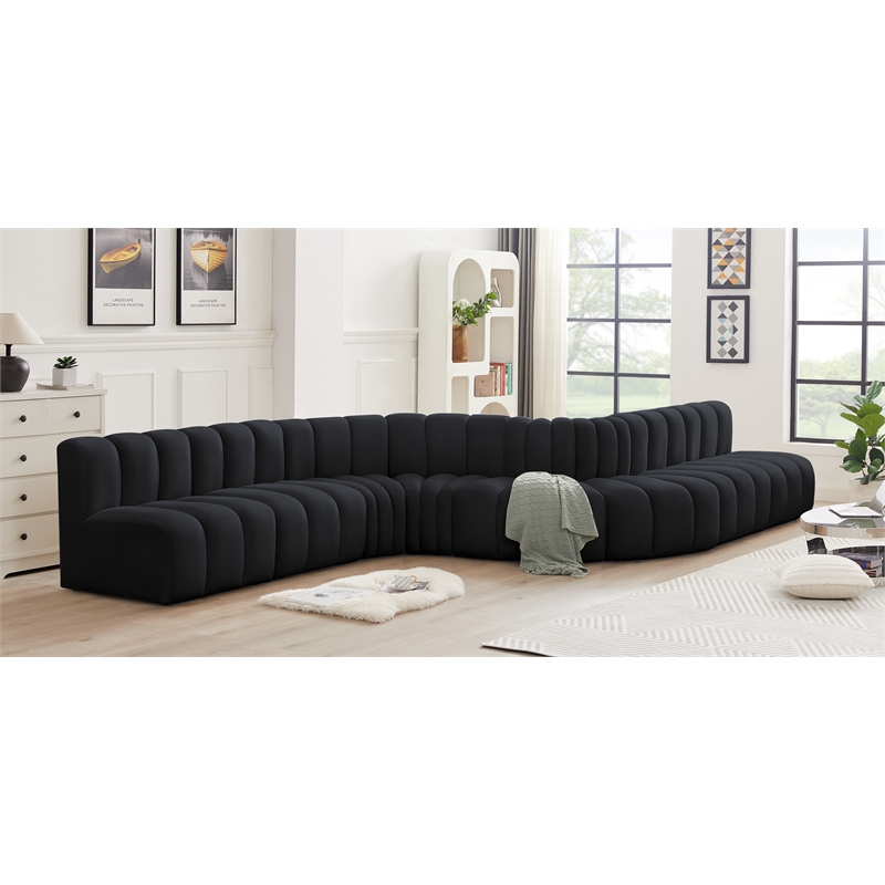Meridian Furniture Arc Black Velvet Modular Sectional