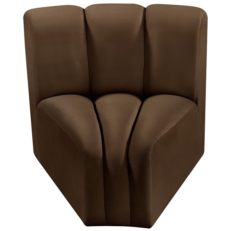 Meridian Furniture Arc Brown Velvet Curved Corner