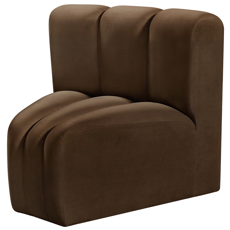 Meridian Furniture Arc Brown Velvet Curved Corner