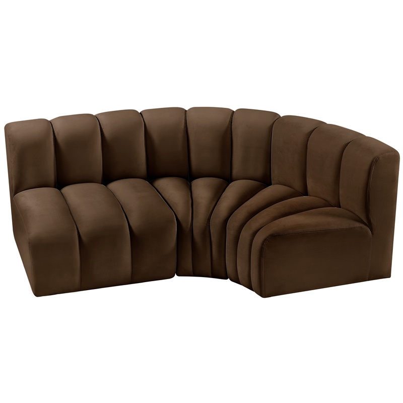 Meridian Furniture Arc Brown Velvet Modular Sectional