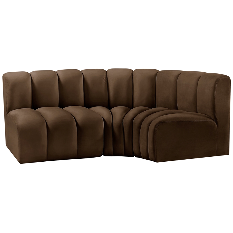 Meridian Furniture Arc Brown Velvet Modular Sectional