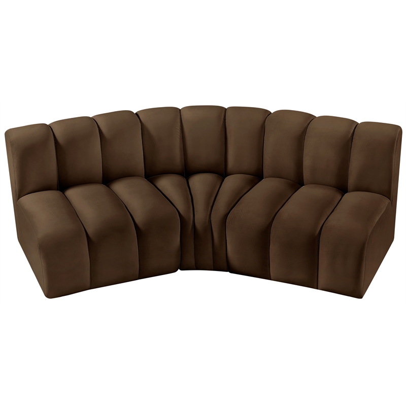 Meridian Furniture Arc Brown Velvet Modular Sectional