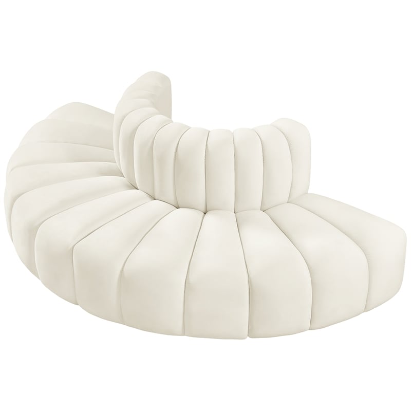 Meridian Furniture Arc Cream Velvet Modular Sectional