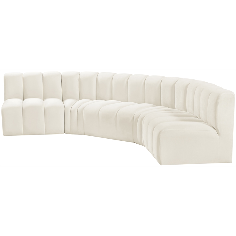 Meridian Furniture Arc Cream Velvet Modular Sectional