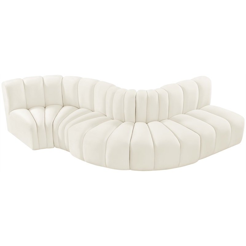 Meridian Furniture Arc Cream Velvet Modular Sectional