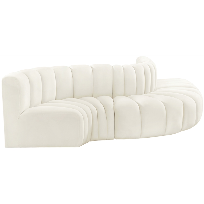 Meridian Furniture Arc Cream Velvet Modular Sectional