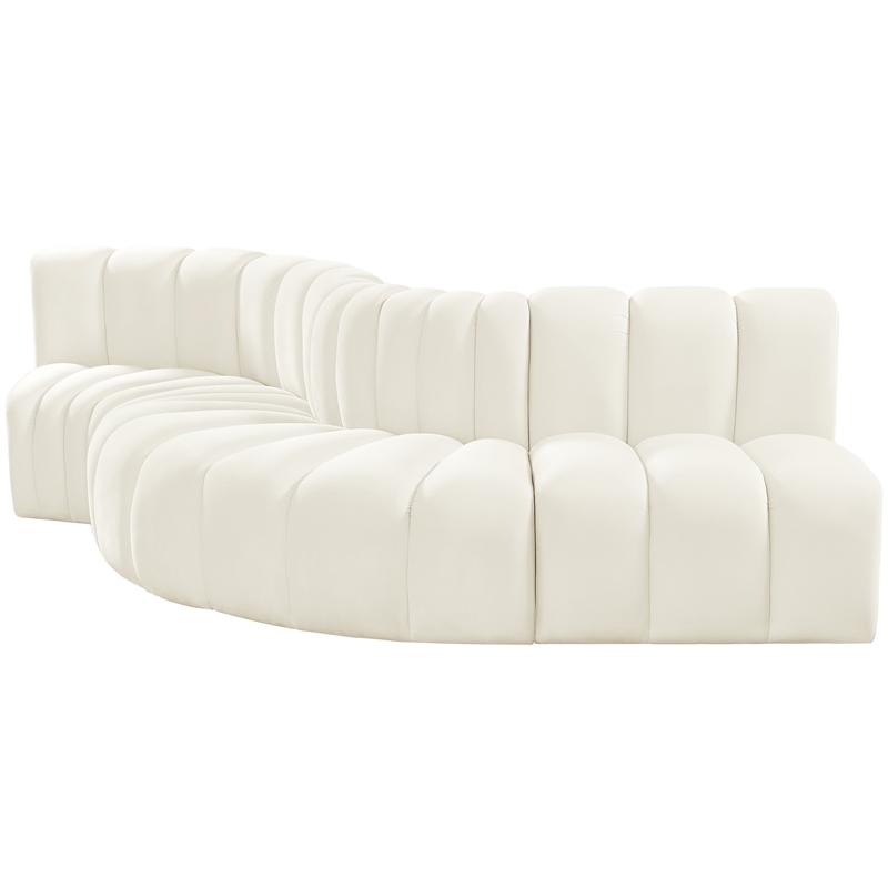 Meridian Furniture Arc Cream Velvet Modular Sectional