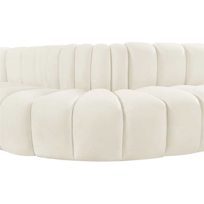 Meridian Furniture Arc Cream Velvet Modular Sectional
