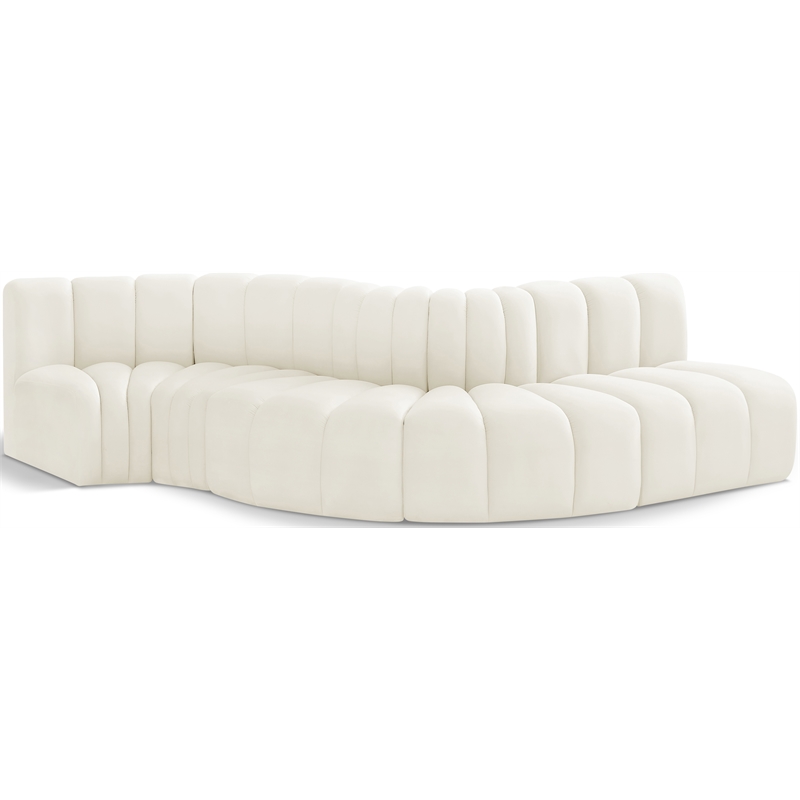 Meridian Furniture Arc Cream Velvet Modular Sectional