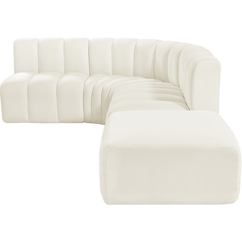 Meridian Furniture Arc Cream Velvet Modular Sectional