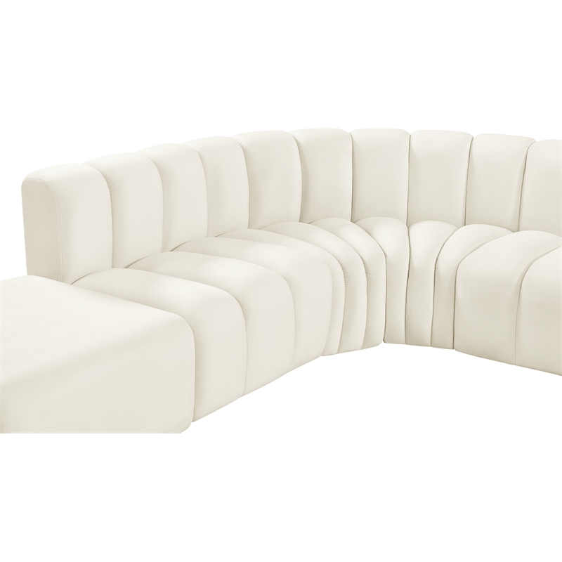 Meridian Furniture Arc Cream Velvet Modular Sectional