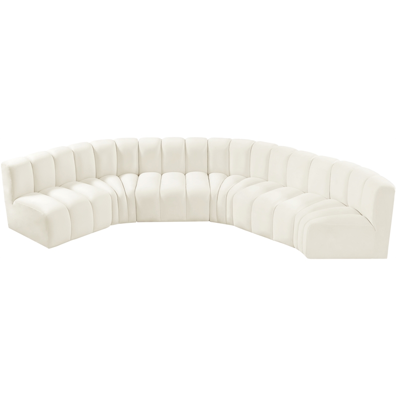 Meridian Furniture Arc Cream Velvet Modular Sectional