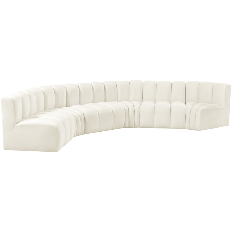 Meridian Furniture Arc Cream Velvet Modular Sectional