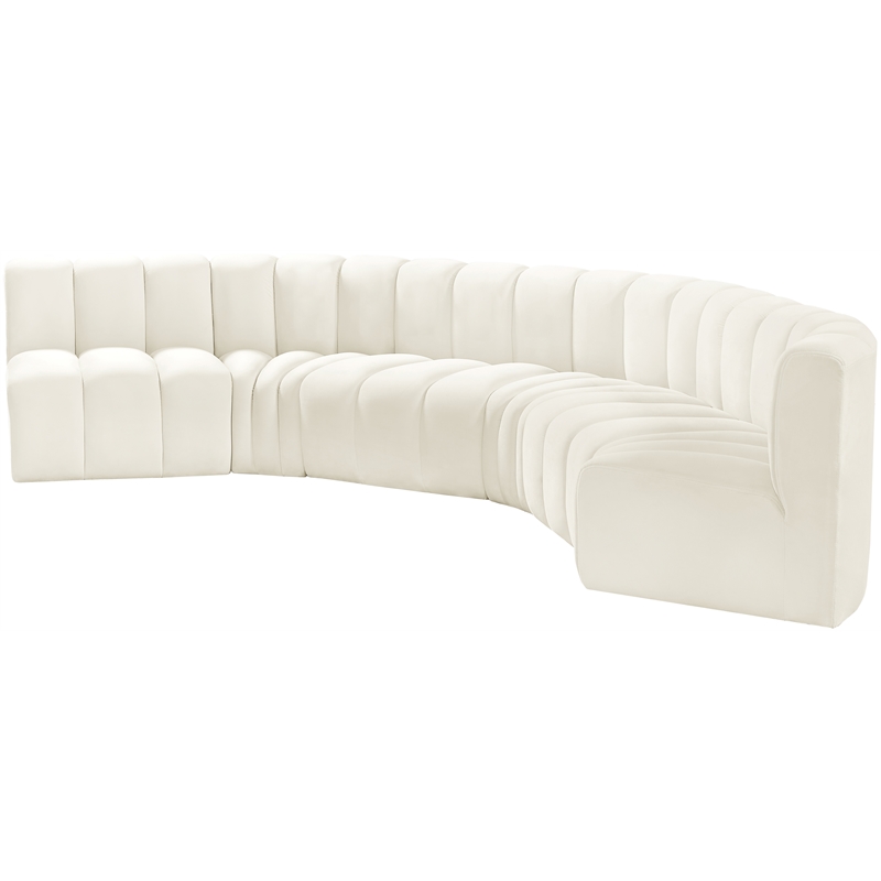 Meridian Furniture Arc Cream Velvet Modular Sectional