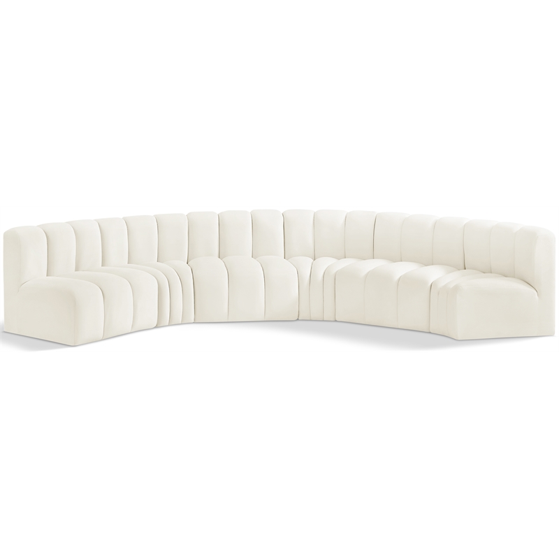 Meridian Furniture Arc Cream Velvet Modular Sectional