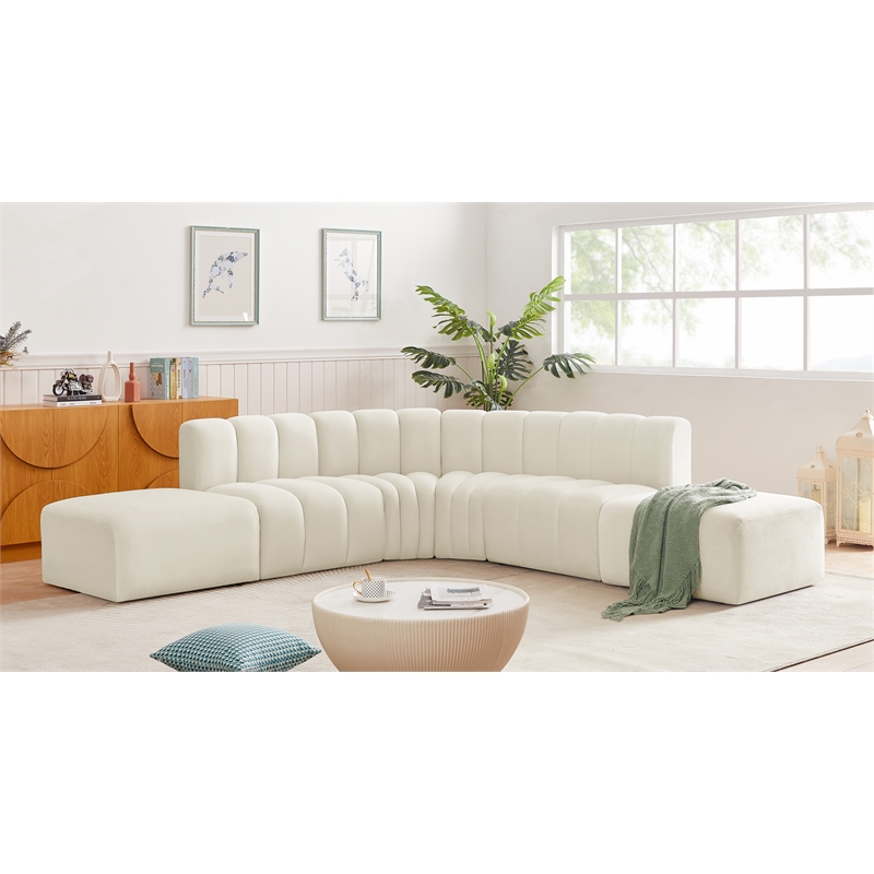 Meridian Furniture Arc Cream Velvet Modular Sectional