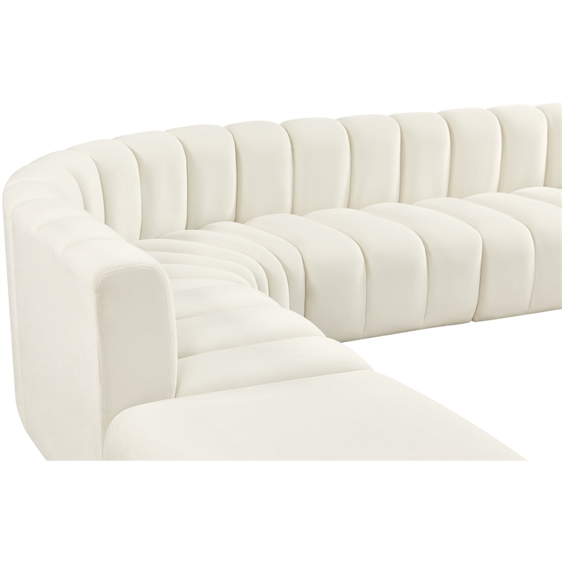 Meridian Furniture Arc Cream Velvet Modular Sectional