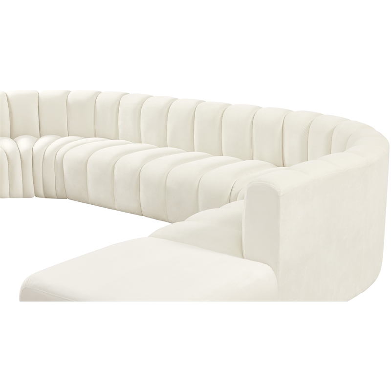 Meridian Furniture Arc Cream Velvet Modular Sectional