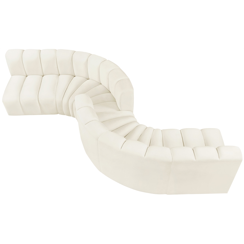 Meridian Furniture Arc Cream Velvet Modular Sectional