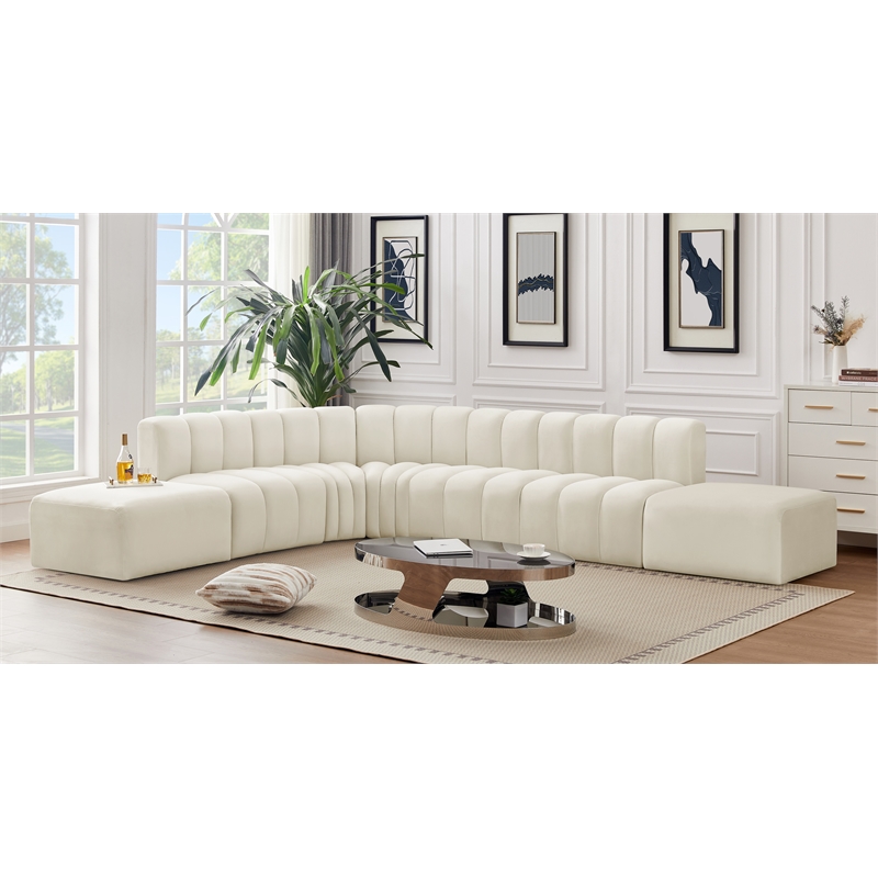 Meridian Furniture Arc Cream Velvet Modular Sectional
