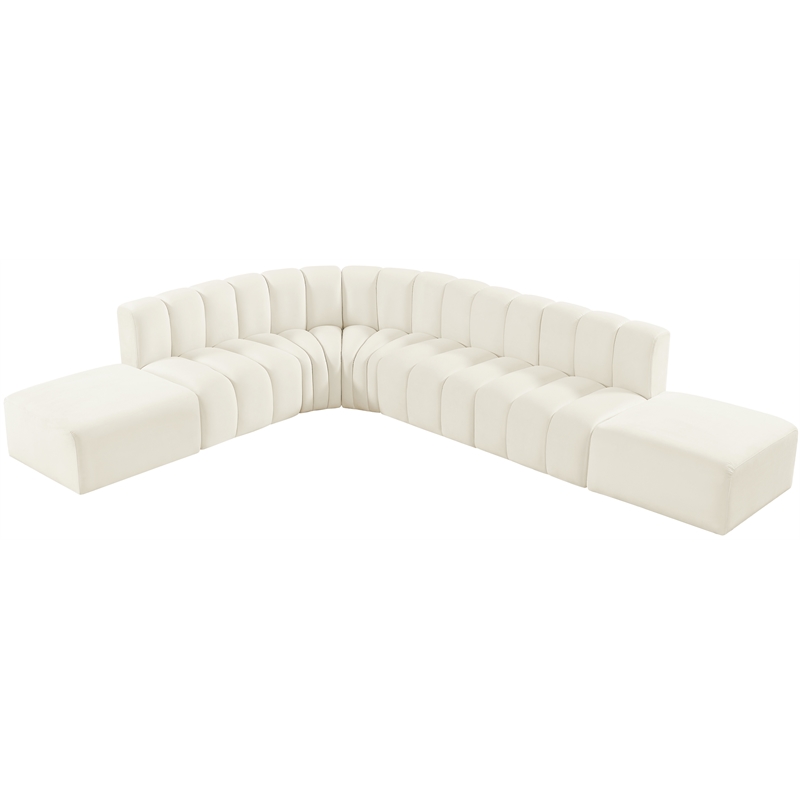 Meridian Furniture Arc Cream Velvet Modular Sectional