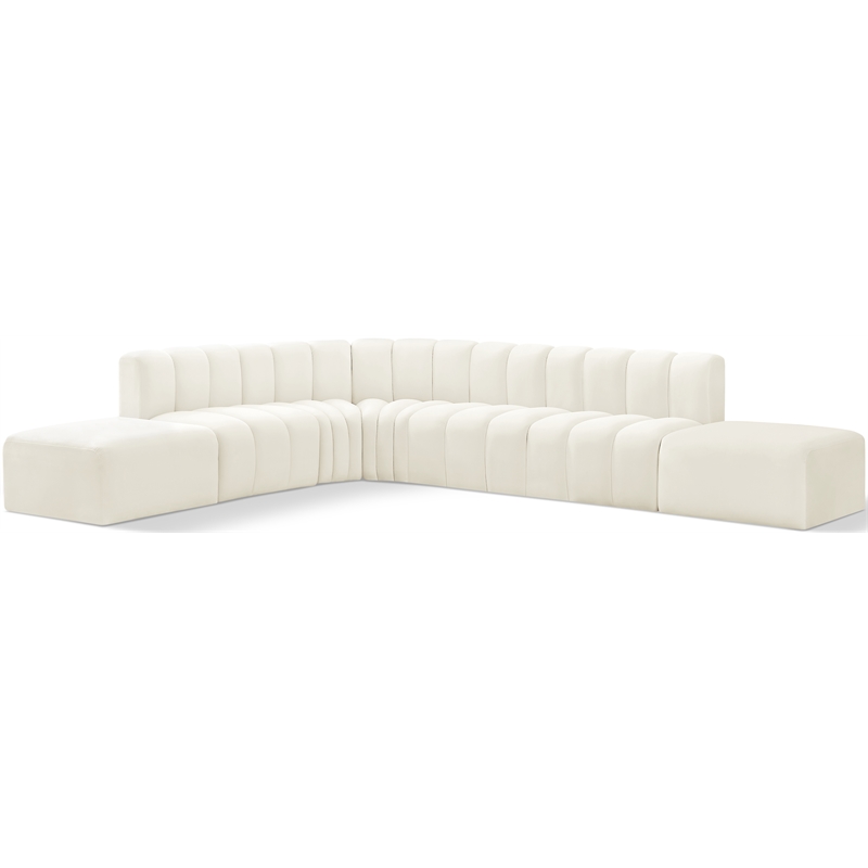 Meridian Furniture Arc Cream Velvet Modular Sectional